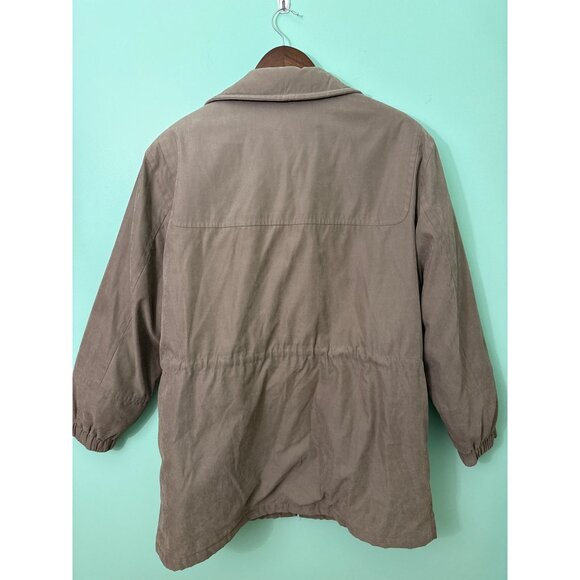 Fleet Street Womens Zip-Up Light Jacket W/ Elastic Cuffs & Pockets Size L Beige - Picture 3 of 11